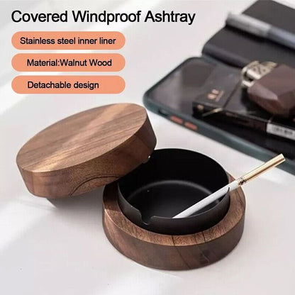 Handcrafted Wooden Ashtray – Elegant Design, Durable, Windproof, Premium Quality