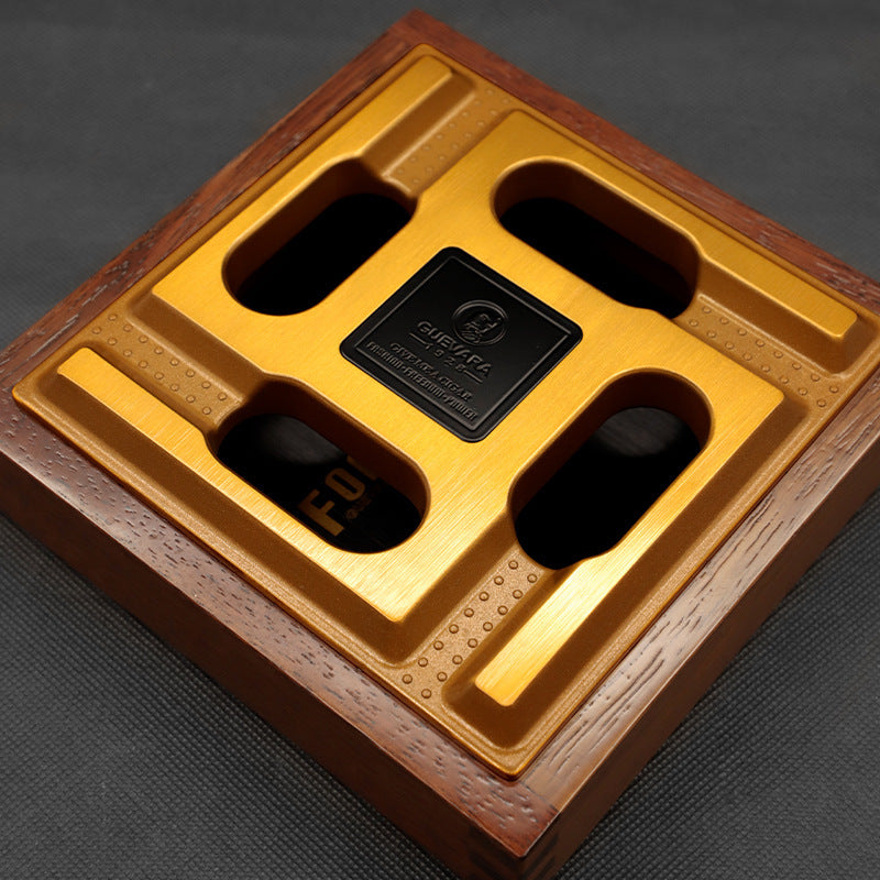 Split Solid Wood Multi-slot Cover Cigar Ashtray