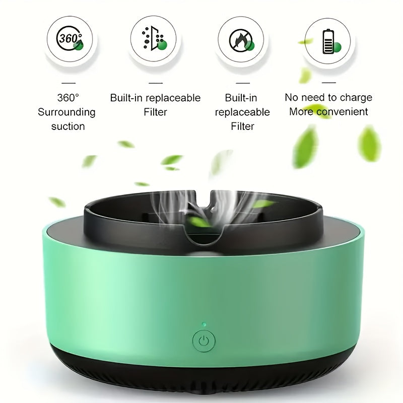 Next-Gen Smart Ashtray – Filters Smoke, Purifies Air, Sleek, Stylish