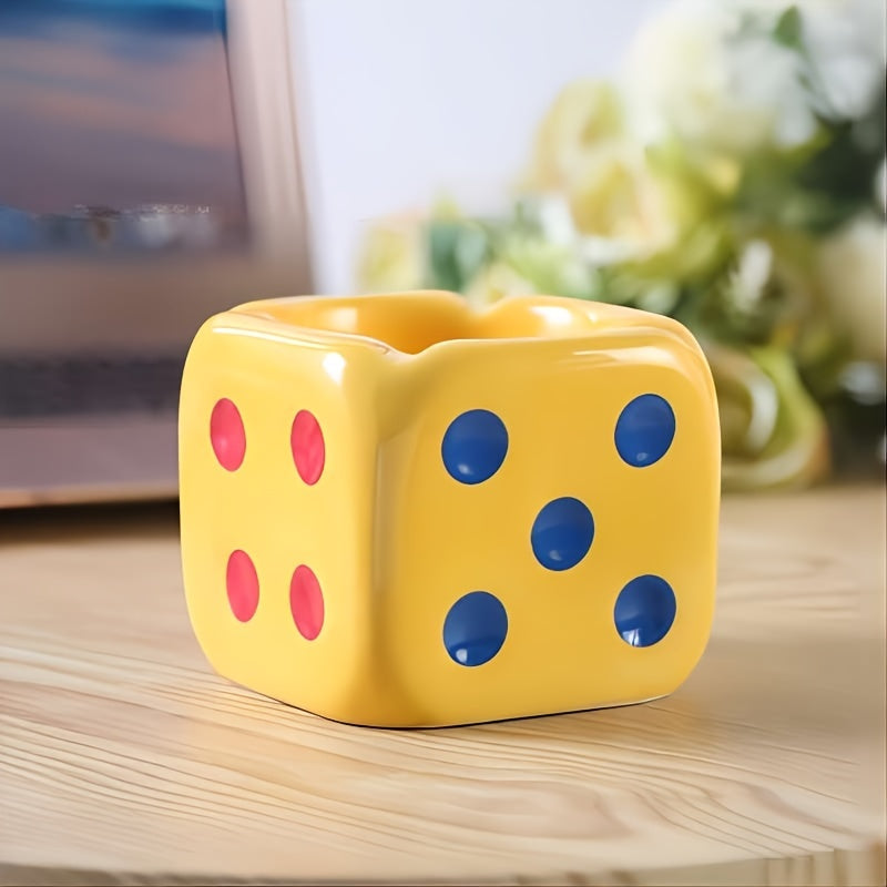 Vibrant Dice Ceramic Ashtray – Fun, Decorative, Compact, Stylish, Playful