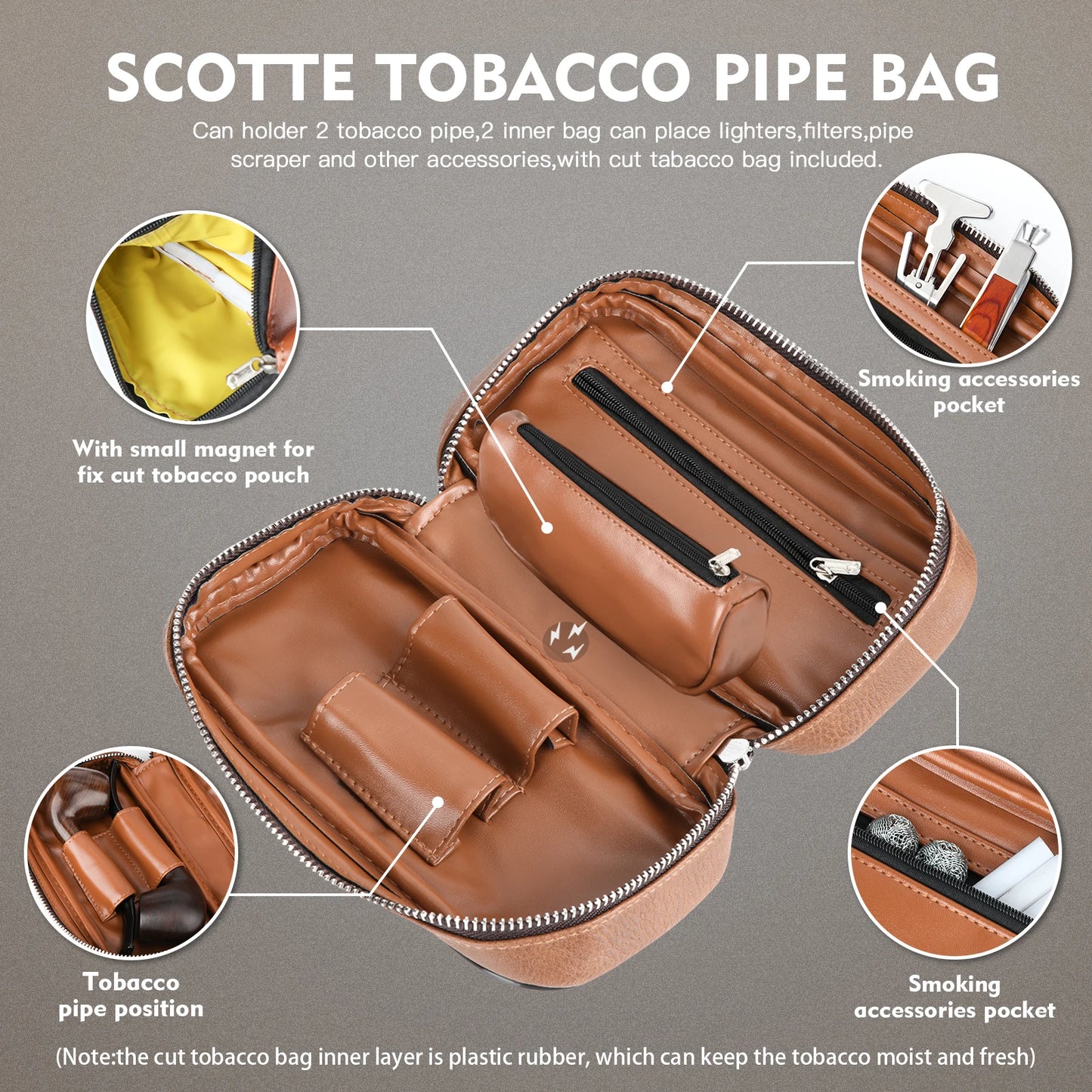 Scotte Premium PU Leather Pipe Holder – Durable, Portable, Stylish