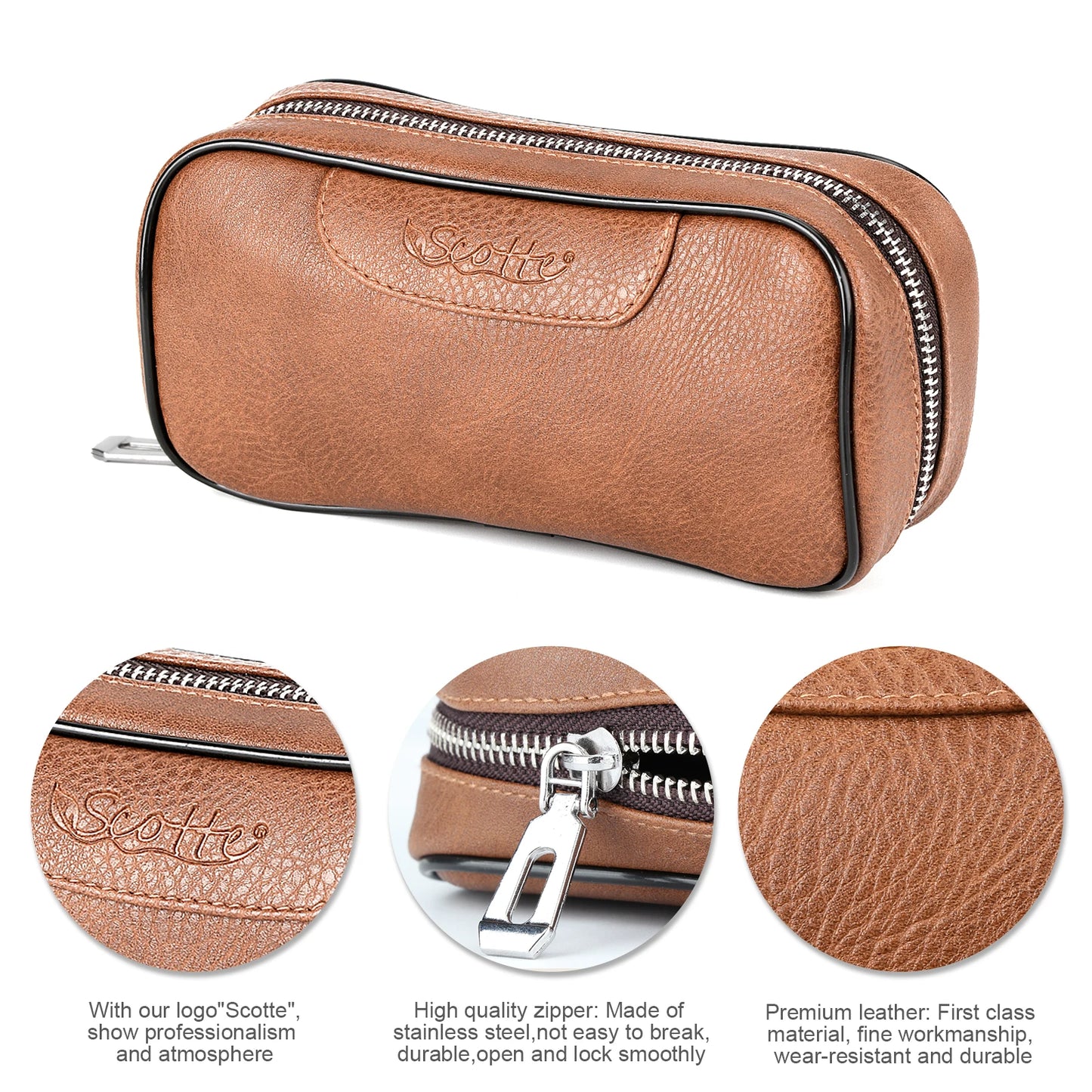 Scotte Premium PU Leather Pipe Holder – Durable, Portable, Stylish