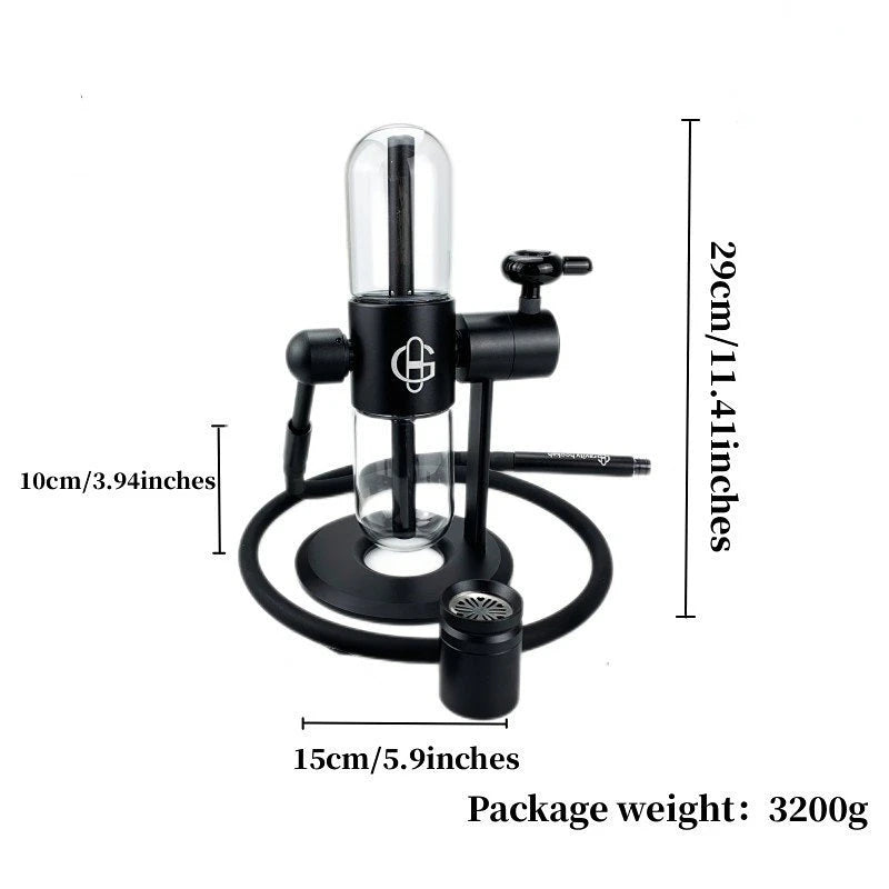 EVILSMOKING Mini Hookah Shisha – 360° Rotating Glass