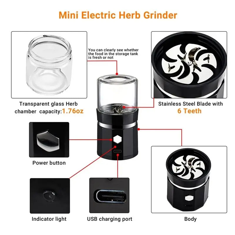 MOONSHADE Premium Electric Stainless Steel Herb Grinder