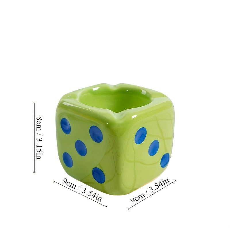 Vibrant Dice Ceramic Ashtray – Fun, Decorative, Compact, Stylish, Playful